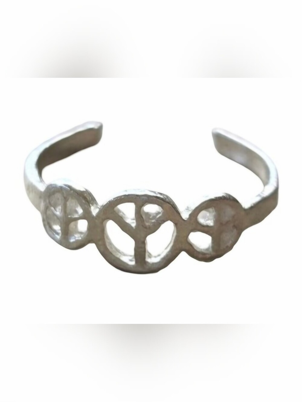 VTG Sterling Silver 925 90s Triple Peace Sign Adjustable Toe Ring Mint.